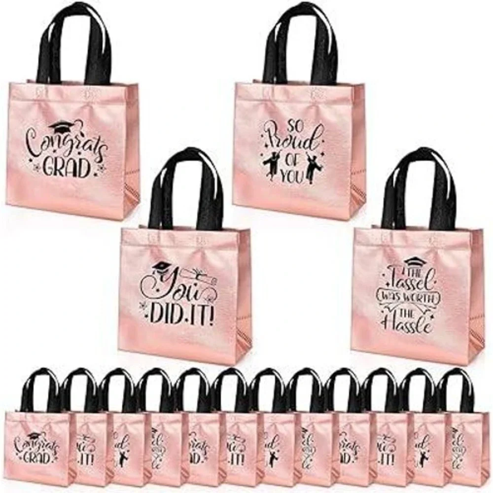 24pc Graduation Gift Bag Rose Gold‎ So Proud Of You Metallic Party Favors